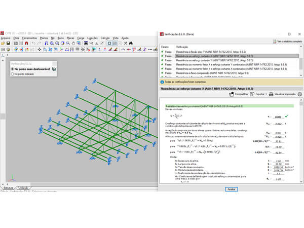 Verificação de normas em estruturas metálicas